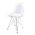 Cadeira Eames Transparente Empório Tiffany com Base Eiffel Cromada