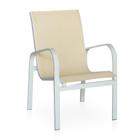 Cadeira Em Tela Sling Com Estrutura Branco e Tela Bege