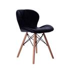 Cadeira Estofada Jantar Charles Eames Eiffel Slim Wood Confort Preto