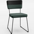 Cadeira Estofada Sala De Jantar Allana L02 Faixa Material Sintético Preto Linho Verde Musgo - Lyam Decor