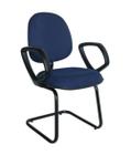 Cadeira Executiva Base Fixa em S Linha Office Plus Azul - Design Office Móveis