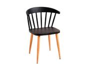 Cadeira Fixa de Cozinha - Assento em PP na Cor Preta - Estrutura em Metal - Tamanho 49x52x74.5cm