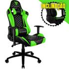 Cadeira Gamer Escritório ThunderX3 Giratória com Rodinhas Apoio para Cabeça e Apoios de Braços 2D - Verde