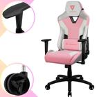 Cadeira Gamer Para Escritório Alto Conforto Com Almofada Ergonômica Para Lombar e Apoio de Pescoço e Braço Bidirecional Com Base de Metal e Giratória Cor Branca de Rosa