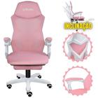 Cadeira Gamer Rocket Branco Com Rosa CGR10BRS de Alto Conforto com Inclinação e Apoio Para Pés e Braços - Suporta 120kg