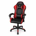 Cadeira gamer XTreme na cor preta com detalhes em vermelho, design racing, com almofadas de apoio e base giratória