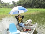 Cadeira Giratória Piloteiro para Barco de Alumínio cor Azul com Guarda sol Articulável
