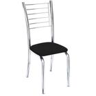 Cadeira Iara cromada para cozinha-Super resistente assento sintético preto-Gat Magazine