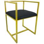 Cadeira Industrial Londres Aço Com Estofado Design Geométrico Sala Recepção Cozinha Amarelo