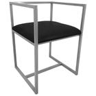 Cadeira Industrial Londres Aço Com Estofado Design Geométrico Sala Recepção Cozinha Prata - Genus Móveis