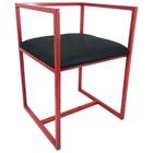 Cadeira Industrial Londres Aço Com Estofado Design Geométrico Sala Recepção Cozinha Vermelho
