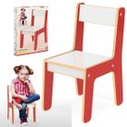 Cadeira Infantil Em Madeira MDF 3 Opções Cores Cadeirinha Para Mesinha Junges Crianças Até 40Kg Rosa ou Azul ou Vermelha
