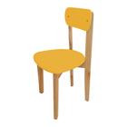 Cadeira Infantil para Refeitório Assento e Encosto Amarela Base Madeira