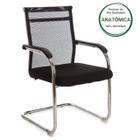 Cadeira Interlocutor Tela OR-3312 (Fixa) Cromada - Cor Preta - 31018 - Pollo Móveis