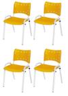 Cadeira Iso Base Branco Igreja, Escola, Escritório - Amarelo - Kit 4 Peças