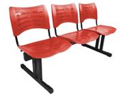 Cadeira Iso em longarina 3 lugares Linha Polipropileno Iso Vermelho