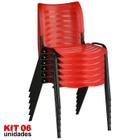 Cadeira ISO Plástica (Kit 06) Para Igrejas, Sorveterias, Restaurante - VERMELHA - KASMOBILE