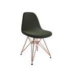 Cadeira Jantar Estofada Verde Eames Base Ferro Cobre