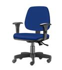 Cadeira Job com Bracos Assento material sintético Azul Base Rodizio Metalico Preto - 54606