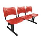 Cadeira Longarina Iso 3 Lugares Em Polipropileno Vermelho - 1950V