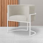 Cadeira Luna para Consultório Base de Metal Branco Suede Escolha sua cor - WeD Decor