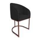 Cadeira Mia Sala de Jantar Suede Preto Base Cobre - Vallisa Decor
