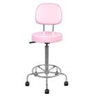 Cadeira Mocho Alta Cromada Rosa Bebe Estética Giratória maca com encosto altura maxima 72cm