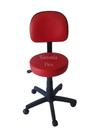 Cadeira mocho com encosto secretaria-base com rodízio-regulagem de altura a gás pra dentista tatuador corano vermelho