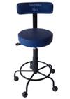 Cadeira Mocho podologo com regulagem de altura estrela de ferro apoio de pé com rodízio corano azul