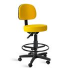Cadeira Mocho Secretária Giratória Alta c/ Aro Amarela