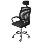 Cadeira Office Amani Alta Tela Mesh cor Preta com Base Cromada - 61953