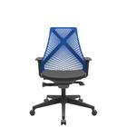 Cadeira Office Bix Tela Azul Assento Aero Preto Autocompensador Base Piramidal 95cm - 64032