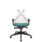 Cadeira Office Bix Tela Branca Assento Poliéster Verde Autocompensador Base Piramidal 95cm - 64057 - Sun House