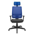 Cadeira Office Brizza Tela Azul Com Encosto Assento Aero Preto RelaxPlax Base Standard 126cm - 63646
