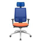 Cadeira Office Brizza Tela Azul Com Encosto Assento Poliéster Laranja Autocompensador 126cm - 63152