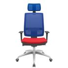 Cadeira Office Brizza Tela Azul Com Encosto Assento Poliéster Vermelho Autocompensador 126cm - 63148