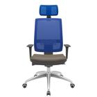 Cadeira Office Brizza Tela Azul Com Encosto Assento Vinil Marrom Autocompensador 126cm - 63157