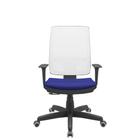 Cadeira Office Brizza Tela Branca Assento Aero Azul RelaxPlax Base Standard 120cm - 63887