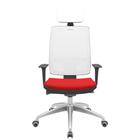 Cadeira Office Brizza Tela Branca Com Encosto Assento Aero Vermelho Autocompensador 126cm - 63251 - Sun House