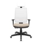 Cadeira Office Brizza Tela Branca Com Encosto Assento Poliester Fendi RelaxPlax Base Standard 126cm - 63684 - Sun House