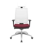 Cadeira Office Brizza Tela Branca Com Encosto Assento Poliéster Vinho Autocompensador 126cm - 63267 - Sun House
