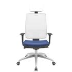 Cadeira Office Brizza Tela Branca Com Encosto Assento Vinil Azul Autocompensador 126cm - 63246 - Sun House