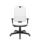 Cadeira Office Brizza Tela Branca Com Encosto Assento Vinil Branco RelaxPlax Base Standard - Sun House