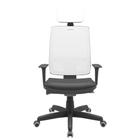 Cadeira Office Brizza Tela Branca Com Encosto Assento Vinil Preto Autocompensador Base Standard 126cm - 63434
