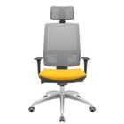 Cadeira Office Brizza Tela Cinza Com Encosto Assento Poliester Amarelo Autocompensador 126cm - 63234