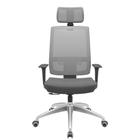 Cadeira Office Brizza Tela Cinza Com Encosto Assento Poliester Cinza RelaxPlax Base Aluminio 126cm - 63594