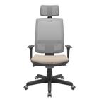 Cadeira Office Brizza Tela Cinza Com Encosto Assento Poliester Fendi Autocompensador Base Standard 126cm - 63423