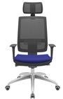 Cadeira Office Brizza Tela Preta Com Encosto Assento Aero Azul Autocompensador 126cm  - 62988