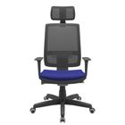 Cadeira Office Brizza Tela Preta Com Encosto Assento Aero Azul Autocompensador Base Standard 126cm - 63330 - Sun House