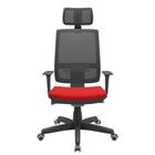 Cadeira Office Brizza Tela Preta Com Encosto Assento Aero Vermelho Autocompensador Base Standard 126cm - 63331